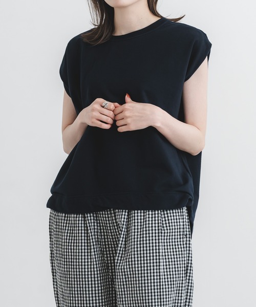quadro（クオドロ）の「甘撚りスーパーインレイ ノースリーブ（Tシャツ/カットソー・レディース・オフホワイト/ライトグレー/ネイビー/グレー・FREE）」の4枚目の写真