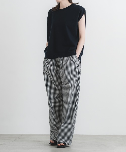 quadro（クオドロ）の「甘撚りスーパーインレイ ノースリーブ（Tシャツ/カットソー・レディース・オフホワイト/ライトグレー/ネイビー/グレー・FREE）」の13枚目の写真