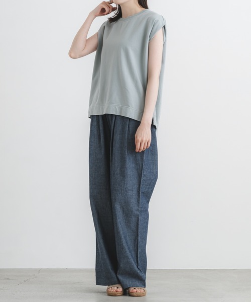 quadro（クオドロ）の「甘撚りスーパーインレイ ノースリーブ（Tシャツ/カットソー・レディース・オフホワイト/ライトグレー/ネイビー/グレー・FREE）」の15枚目の写真