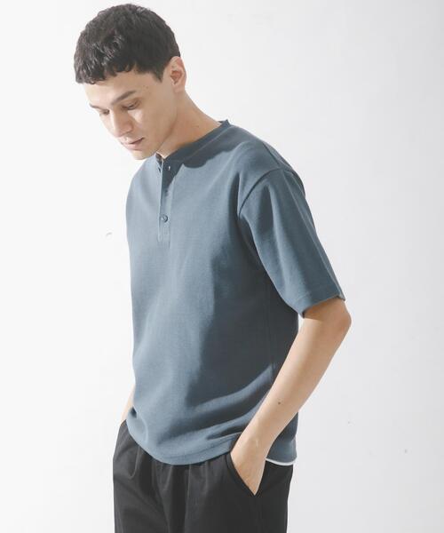 URBAN RESEARCH Sonny Label(アーバンリサーチサニーレーベル)の「ワッフルヘンリーネックTシャツ(Tシャツ/カットソー・メンズ・チャコールグレー/ブルー系その他/ホワイト・MEDIUM/LARGE)」の3枚目の写真