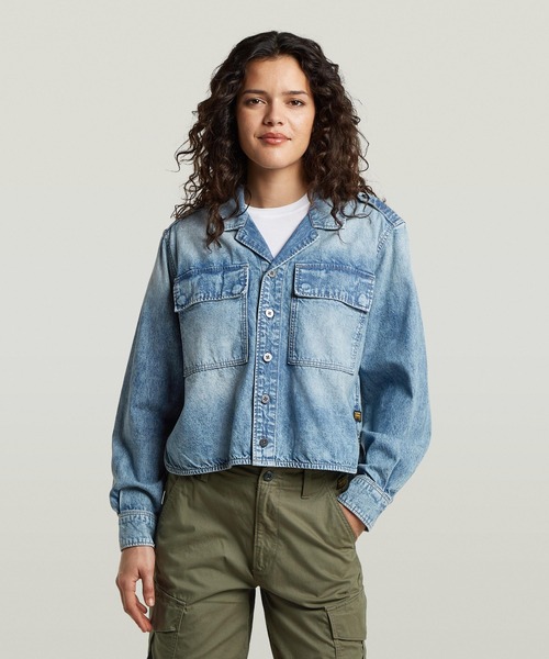 G-STAR(ジースター)の「Boxy Relaxed 2-pocket Shirt/ボックスシルエットリラックス2ポケットデニムシャツ(シャツ/ブラウス・レディース・ライトインディゴブルー・SMALL/MEDIUM/X-SMALL)」の1枚目の写真