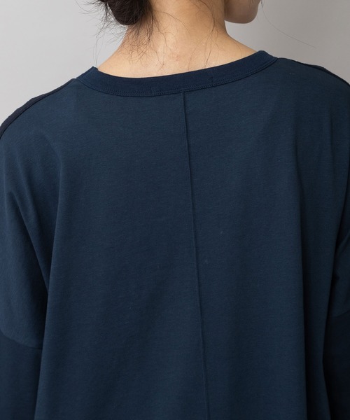 Munich（ミューニック）の「コットンレーシージャガード×ジャージ ワイドTシャツ（Tシャツ/カットソー・レディース・ネイビー/ブラック/ホワイト・FREE）」の12枚目の写真