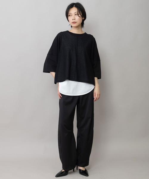 Munich（ミューニック）の「コットンレーシージャガード×ジャージ ワイドTシャツ（Tシャツ/カットソー・レディース・ネイビー/ブラック/ホワイト・FREE）」の21枚目の写真