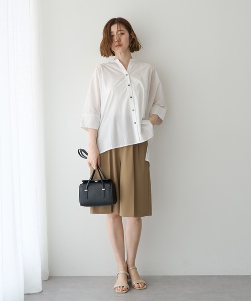 YECCA VECCA(イェッカヴェッカ)の「ペーパータッチドルマンシャツ(シャツ/ブラウス・レディース・ブルー/オフホワイト/ネイビー・FREE)」の7枚目の写真