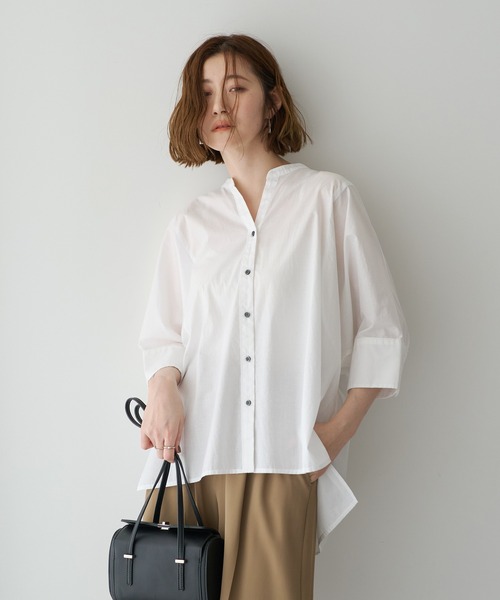 YECCA VECCA(イェッカヴェッカ)の「ペーパータッチドルマンシャツ(シャツ/ブラウス・レディース・ブルー/オフホワイト/ネイビー・FREE)」の11枚目の写真