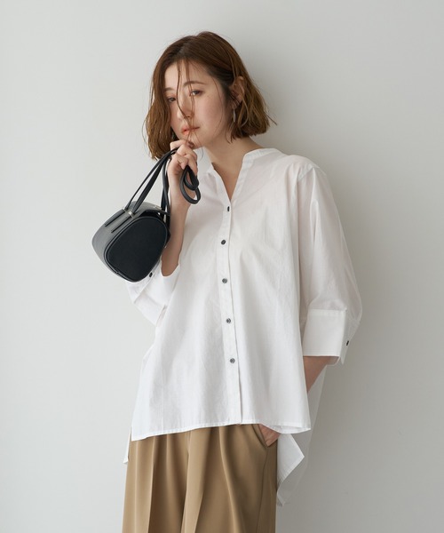 YECCA VECCA(イェッカヴェッカ)の「ペーパータッチドルマンシャツ(シャツ/ブラウス・レディース・ブルー/オフホワイト/ネイビー・FREE)」の10枚目の写真