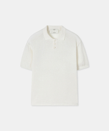 Cotton linen collar knit top / IVORY