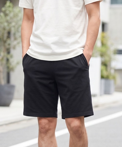 TETE(テット)の「【接触冷感で快適・着回し抜群】スウェットハーフパンツ/4色展開|ショートパンツ ルームウェア スポーツ カジュアル メンズ 夏パンツ/接触冷感スノードライハーフパンツ(その他パンツ・メンズ・ブラック/ネイビー/サックスブルー/グリーン・MEDIUM/LARGE/X-LARGE)」の2枚目の写真
