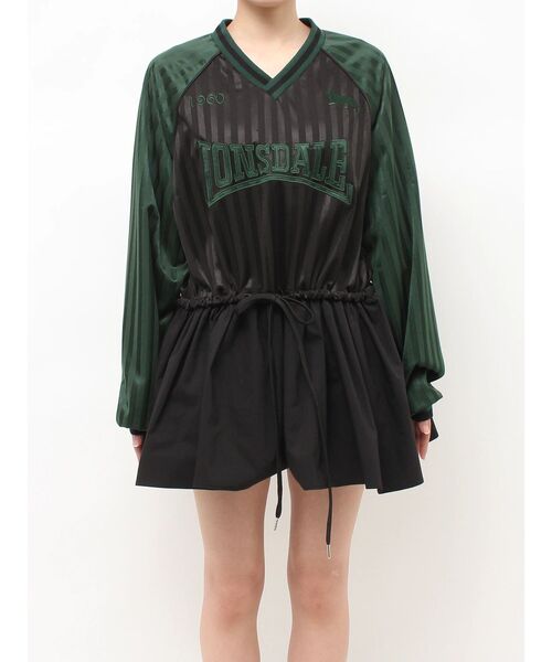 jouetie(ジュエティ)の「【LONSDALE×jouetie】Vネックチュニックワンピース(ワンピース・レディース・ボルドー/アイボリー/ブラック・FREE)」の6枚目の写真