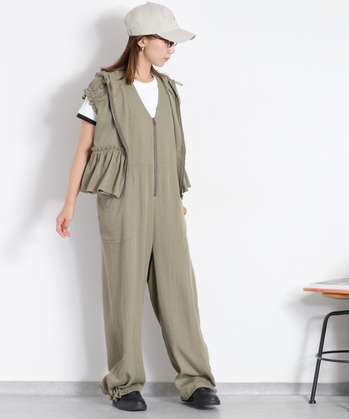 cepo(セポ)の「〈セットアップ対応〉LINENミックス サロペット(サロペット/オーバーオール・レディース・オリーブ/チャコール・M)」の11枚目の写真