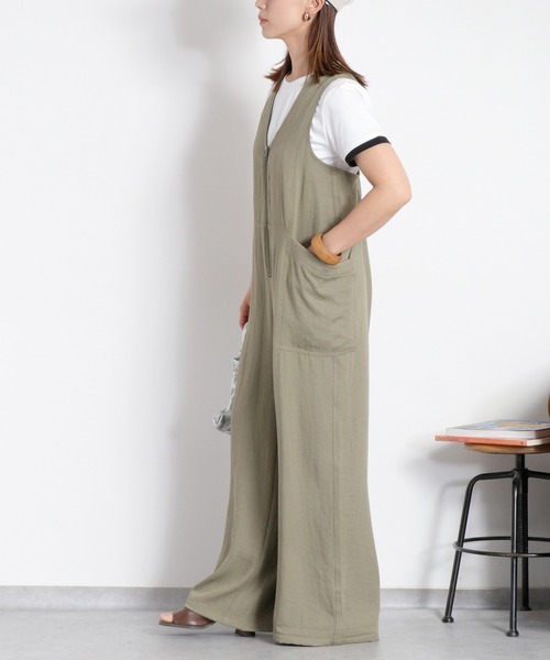 cepo(セポ)の「〈セットアップ対応〉LINENミックス サロペット(サロペット/オーバーオール・レディース・オリーブ/チャコール・M)」の7枚目の写真