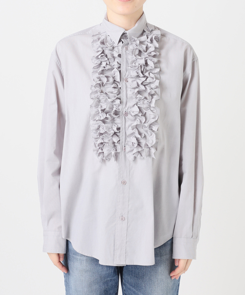 Spick & Span（スピックアンドスパン）の「《一部店舗+WEB限定》Frilled Wing Collar Shirt（シャツ/ブラウス・レディース・チャコールグレー・FREE）」の2枚目の写真