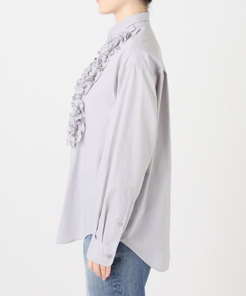 Spick & Span（スピックアンドスパン）の「《一部店舗+WEB限定》Frilled Wing Collar Shirt（シャツ/ブラウス・レディース・チャコールグレー・FREE）」の3枚目の写真