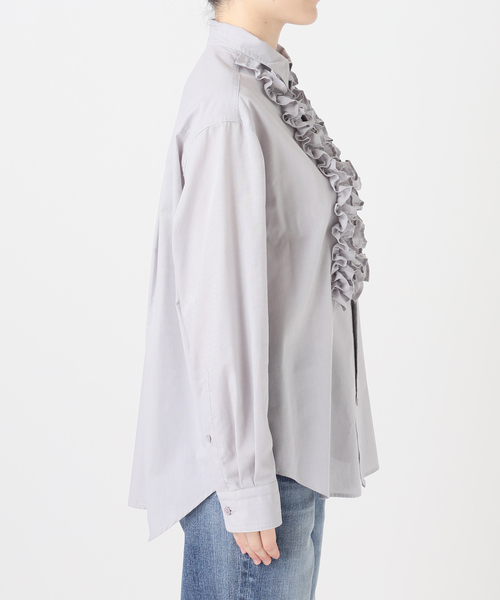 Spick & Span（スピックアンドスパン）の「《一部店舗+WEB限定》Frilled Wing Collar Shirt（シャツ/ブラウス・レディース・チャコールグレー・FREE）」の5枚目の写真