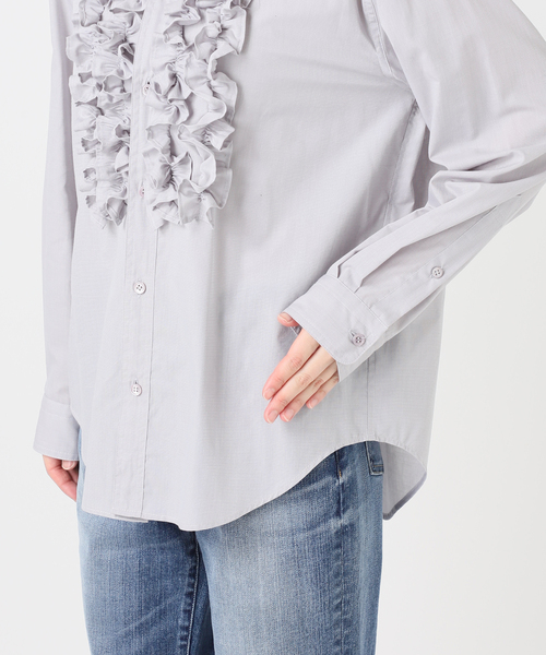 Spick & Span（スピックアンドスパン）の「《一部店舗+WEB限定》Frilled Wing Collar Shirt（シャツ/ブラウス・レディース・チャコールグレー・FREE）」の7枚目の写真