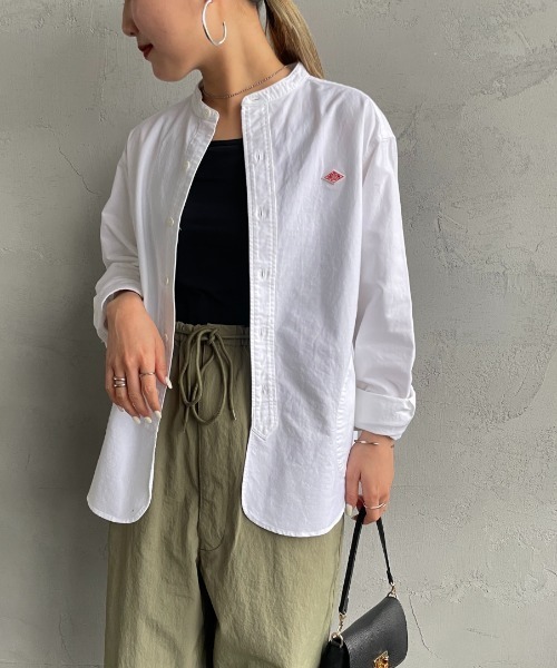 DANTON（ダントン）の「[DANTON/ダントン] バンドカラー オックスフォードシャツ（シャツ/ブラウス・レディース・ホワイト/ライトベージュ・36/38）」の7枚目の写真