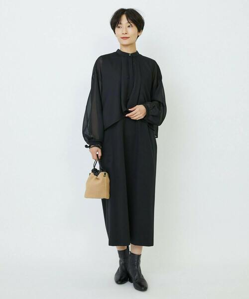 feerique(フィーリック)の「feerique メッシュ×ジャージドッキングワンピース(ワンピース・レディース・ベージュ・2/3)」の2枚目の写真