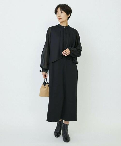 feerique(フィーリック)の「feerique メッシュ×ジャージドッキングワンピース(ワンピース・レディース・ベージュ・2/3)」の3枚目の写真