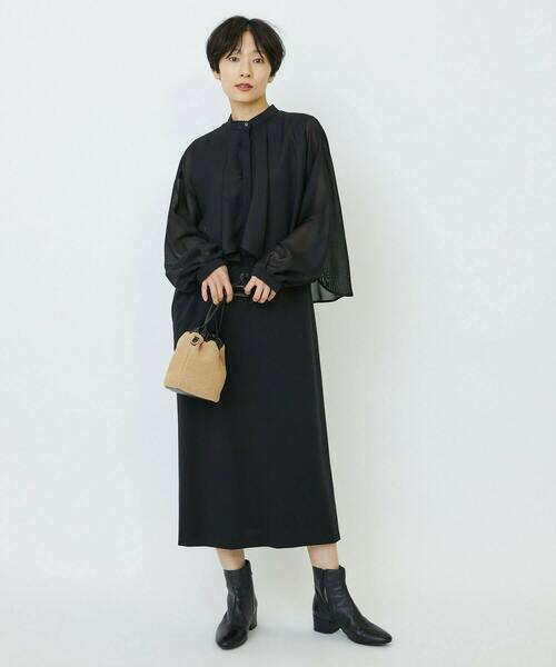 feerique(フィーリック)の「feerique メッシュ×ジャージドッキングワンピース(ワンピース・レディース・ベージュ・2/3)」の4枚目の写真
