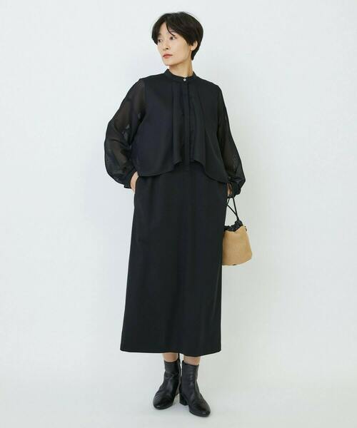 feerique(フィーリック)の「feerique メッシュ×ジャージドッキングワンピース(ワンピース・レディース・ベージュ・2/3)」の5枚目の写真