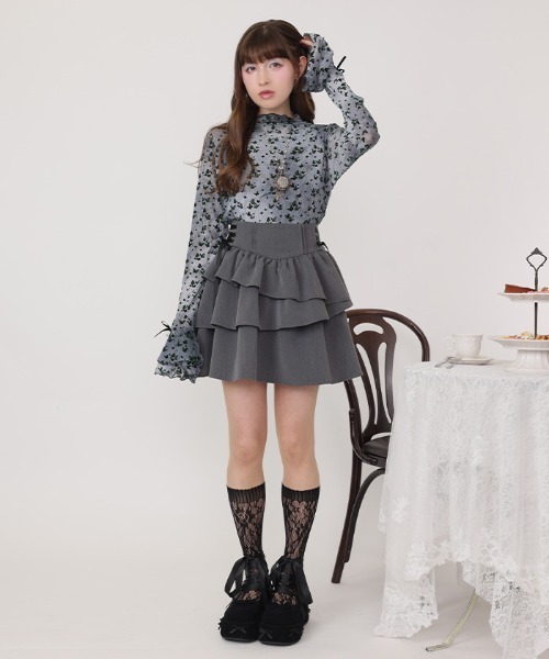 axes femme POETIQUE(アクシーズファムポエティック)の「イレヘムティアードミニスカート(スカート・レディース・グレー/ブラウン/ワイン・MEDIUM)」の2枚目の写真