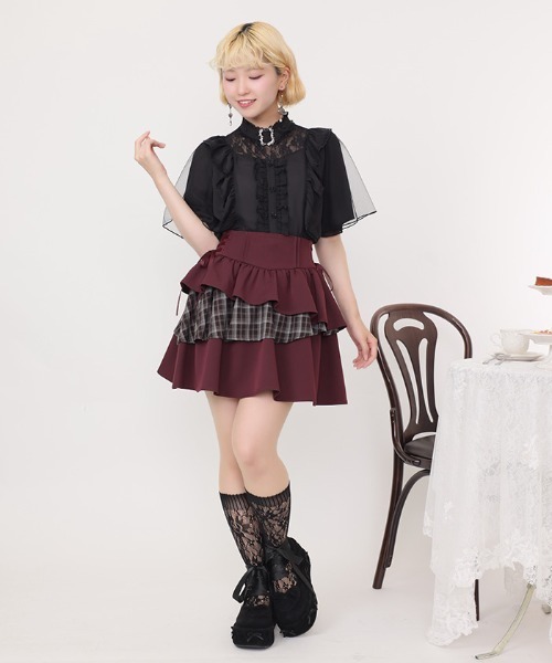 axes femme POETIQUE(アクシーズファムポエティック)の「イレヘムティアードミニスカート(スカート・レディース・グレー/ブラウン/ワイン・MEDIUM)」の1枚目の写真