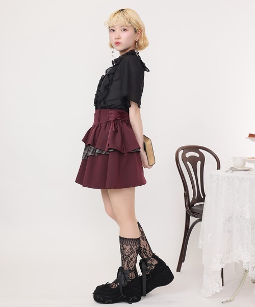 axes femme POETIQUE(アクシーズファムポエティック)の「イレヘムティアードミニスカート(スカート・レディース・グレー/ブラウン/ワイン・MEDIUM)」の13枚目の写真