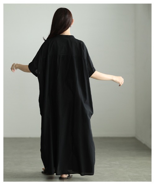 Sawa a la mode(サワアラモード)の「ピンタックインド綿ワンピース(シャツワンピース・レディース・ブラック・FREE)」の9枚目の写真