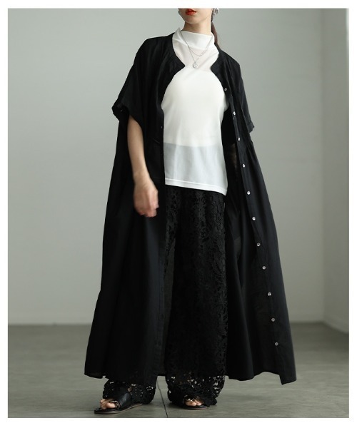 Sawa a la mode(サワアラモード)の「ピンタックインド綿ワンピース(シャツワンピース・レディース・ブラック・FREE)」の12枚目の写真