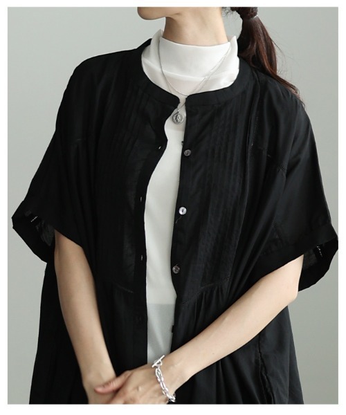 Sawa a la mode(サワアラモード)の「ピンタックインド綿ワンピース(シャツワンピース・レディース・ブラック・FREE)」の16枚目の写真