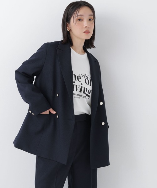 NATURAL BEAUTY BASIC(ナチュラルビューティーベーシック)の「ダブルブレスト SETUP ジャケット(テーラードジャケット・レディース・ブラウン/ネイビー/ブラック系その他2/キャメル・SMALL/MEDIUM)」の4枚目の写真