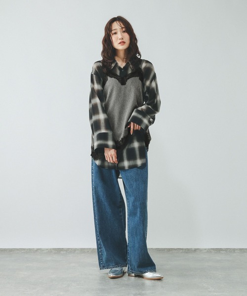 GLOBAL WORK(グローバルワーク)の「メランジMIXレースキャミ/712230(キャミソール・レディース・ベージュ/グレー・MEDIUM/LARGE)」の9枚目の写真