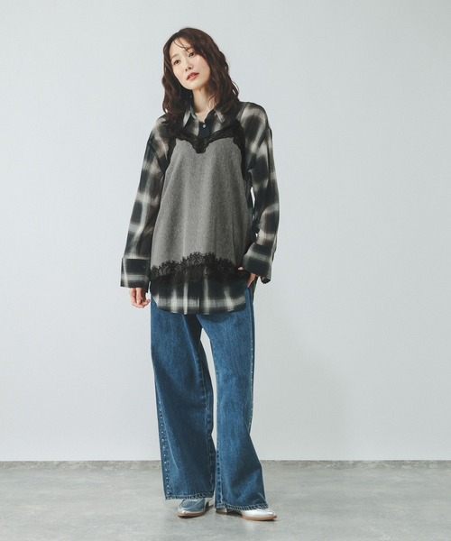 GLOBAL WORK(グローバルワーク)の「メランジMIXレースキャミ/712230(キャミソール・レディース・ベージュ/グレー・MEDIUM/LARGE)」の10枚目の写真