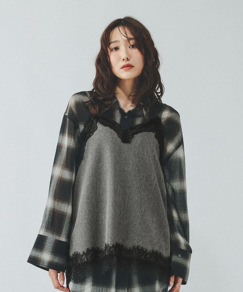 GLOBAL WORK(グローバルワーク)の「メランジMIXレースキャミ/712230(キャミソール・レディース・ベージュ/グレー・MEDIUM/LARGE)」の11枚目の写真