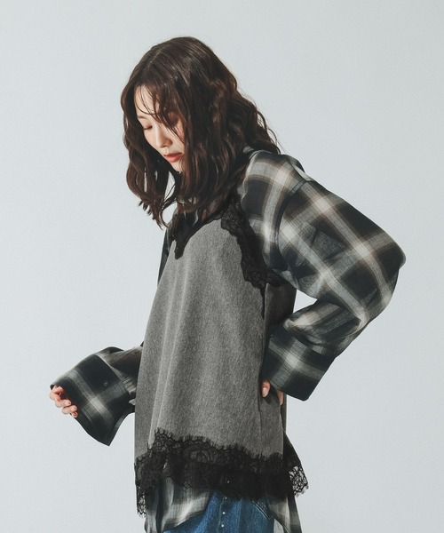 GLOBAL WORK(グローバルワーク)の「メランジMIXレースキャミ/712230(キャミソール・レディース・ベージュ/グレー・MEDIUM/LARGE)」の12枚目の写真