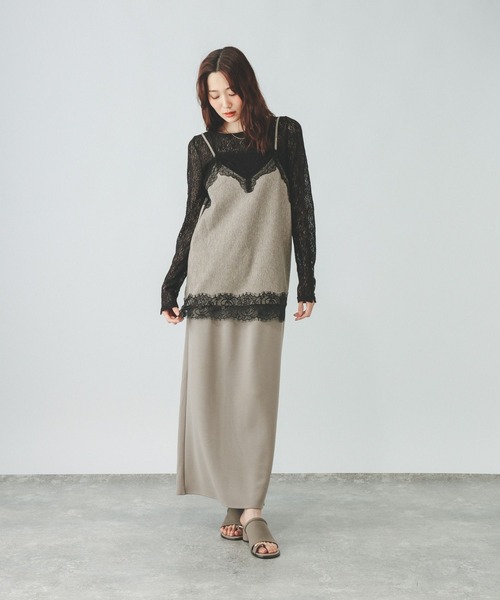GLOBAL WORK(グローバルワーク)の「メランジMIXレースキャミ/712230(キャミソール・レディース・ベージュ/グレー・MEDIUM/LARGE)」の14枚目の写真