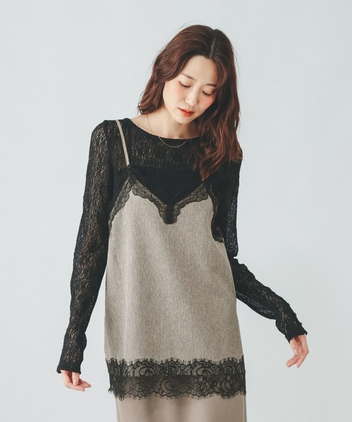 GLOBAL WORK(グローバルワーク)の「メランジMIXレースキャミ/712230(キャミソール・レディース・ベージュ/グレー・MEDIUM/LARGE)」の16枚目の写真