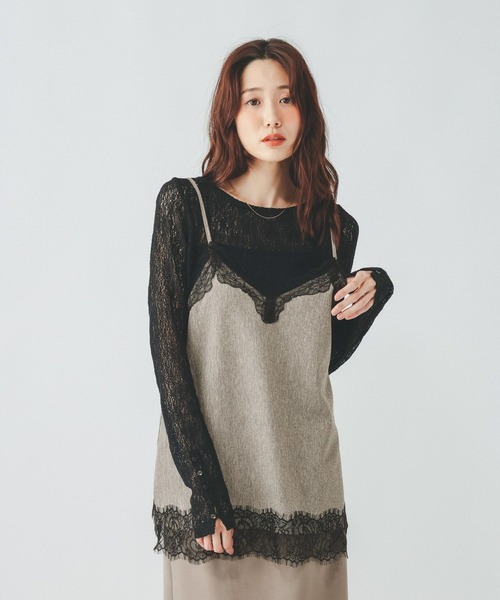 GLOBAL WORK(グローバルワーク)の「メランジMIXレースキャミ/712230(キャミソール・レディース・ベージュ/グレー・MEDIUM/LARGE)」の17枚目の写真