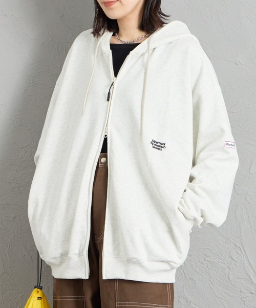 MARMOT（マーモット）の「【WEB先行予約】[Marmot/マーモット] 別注 ワンポイントロゴ刺繍 ジップパーカー（パーカー・レディース・ブラック/アッシュグレー・S/M/L/XL）」の2枚目の写真