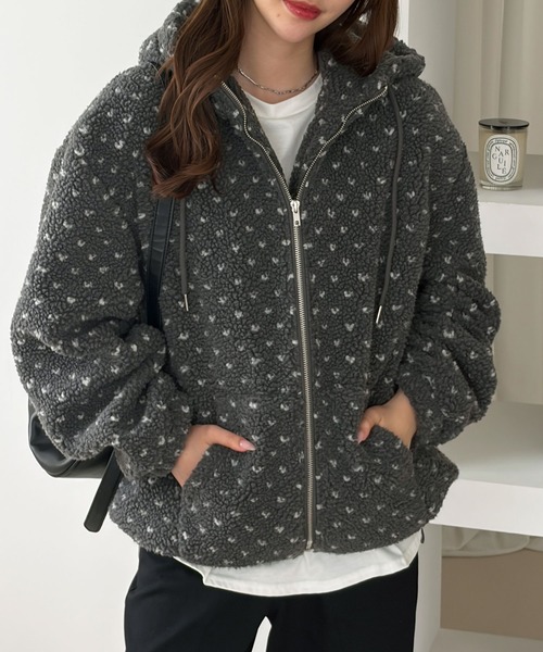 muet.（ミュエ）の「ハートドットボアブルゾン（ブルゾン・レディース・ブラウン/グレー・MEDIUM/LARGE）」の10枚目の写真