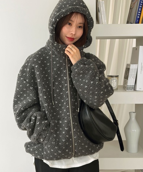 muet.（ミュエ）の「ハートドットボアブルゾン（ブルゾン・レディース・ブラウン/グレー・MEDIUM/LARGE）」の15枚目の写真