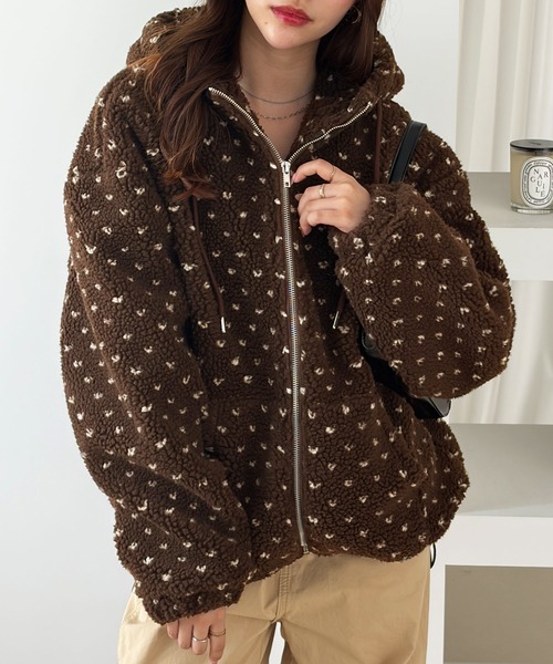 muet.（ミュエ）の「ハートドットボアブルゾン（ブルゾン・レディース・ブラウン/グレー・MEDIUM/LARGE）」の4枚目の写真