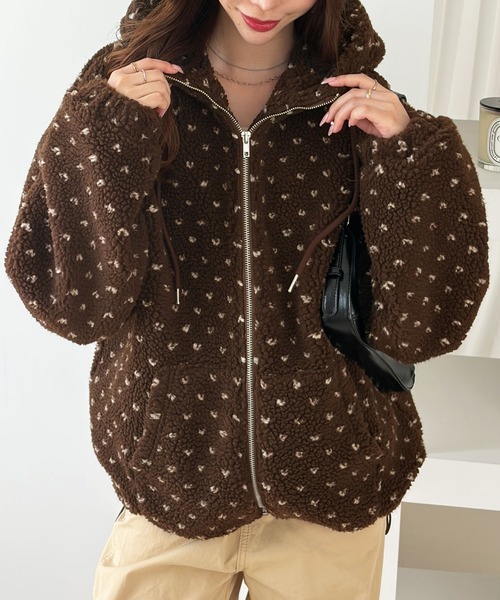 muet.（ミュエ）の「ハートドットボアブルゾン（ブルゾン・レディース・ブラウン/グレー・MEDIUM/LARGE）」の6枚目の写真