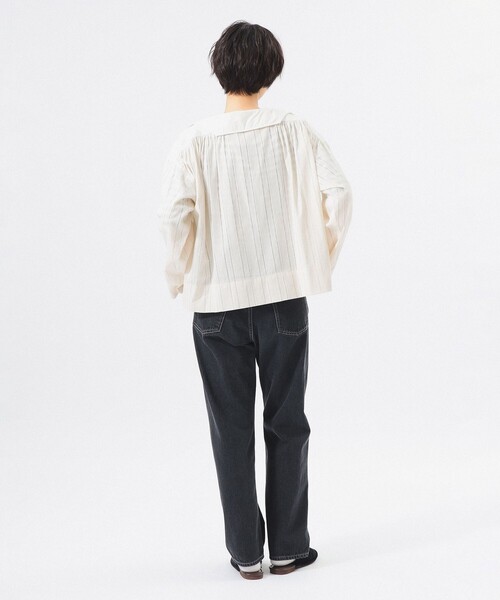 BEAMS BOY(ビームスボーイ)の「ドビー ストライプ スモック(シャツ/ブラウス・レディース・オフホワイト/ブラック・2/0/1)」の13枚目の写真