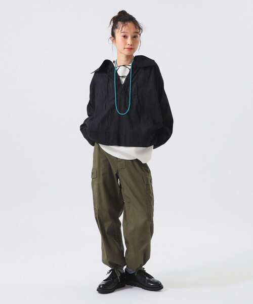 BEAMS BOY(ビームスボーイ)の「ドビー ストライプ スモック(シャツ/ブラウス・レディース・オフホワイト/ブラック・2/0/1)」の21枚目の写真