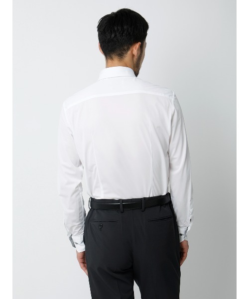 SUIT SQUARE(スーツスクエア)の「WEB限定/涼しい最高シャツ/ワイシャツ/ノンアイロンジャージー/ボタンダウン/FIT/ドレスシャツ(ビジネスシャツ・メンズ・ホワイト×ネイビー/ホワイト×グレー/ホワイト×ブラウン・S/M/L/LL/3L)」の9枚目の写真
