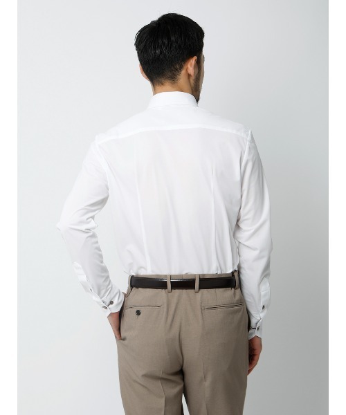 SUIT SQUARE(スーツスクエア)の「WEB限定/涼しい最高シャツ/ワイシャツ/ノンアイロンジャージー/ボタンダウン/FIT/ドレスシャツ(ビジネスシャツ・メンズ・ホワイト×ネイビー/ホワイト×グレー/ホワイト×ブラウン・S/M/L/LL/3L)」の20枚目の写真