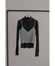 Ribbed High-Neck Cardigan & Cami Twin Set