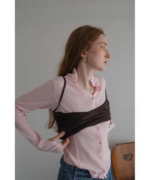 tento(テント)の「Ribbed High-Neck Cardigan & Cami Twin Set(Tシャツ/カットソー・レディース・ネイビー/ブラック・FREE)」の22枚目の写真