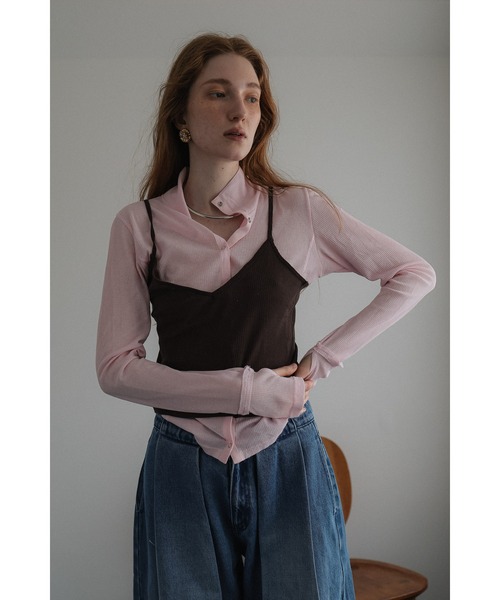 tento(テント)の「Ribbed High-Neck Cardigan & Cami Twin Set(Tシャツ/カットソー・レディース・ネイビー/ブラック・FREE)」の21枚目の写真